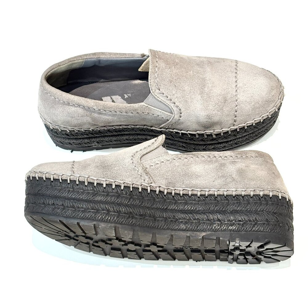 Prada Grey Suede Platform Espadrille Loafers Slip-On Shoes Size 37.5 US 7.5 - Picture 2 of 9